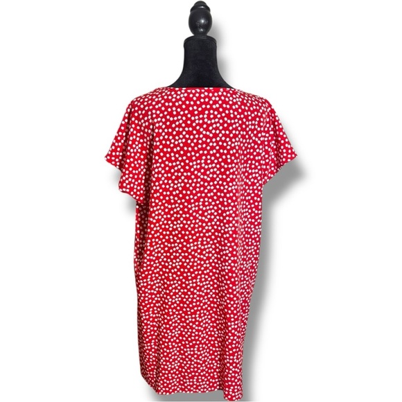 Shein Vibrant Red & White Floral Ditsy Print Front Cutout Lightweight Mini Dress - Picture 4 of 16